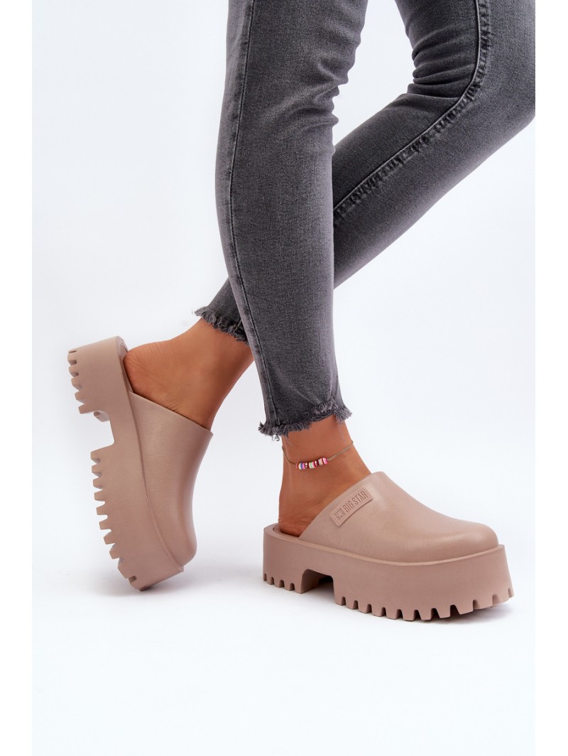 Women's Slides on Chunky Sole Big Star NN274015 White Women's Slides on Chunky Sole Big Star NN274015 White