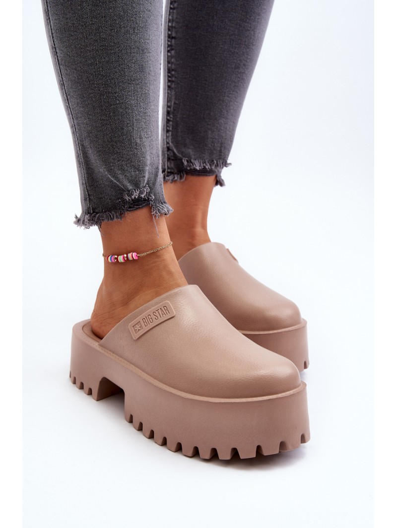 Women's Slides on Chunky Sole Big Star NN274015 White Women's Slides on Chunky Sole Big Star NN274015 White