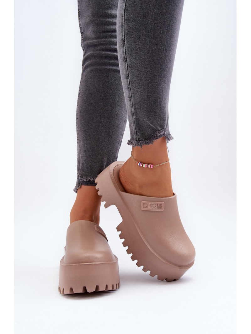 Women's Slides on Chunky Sole Big Star NN274015 White Women's Slides on Chunky Sole Big Star NN274015 White