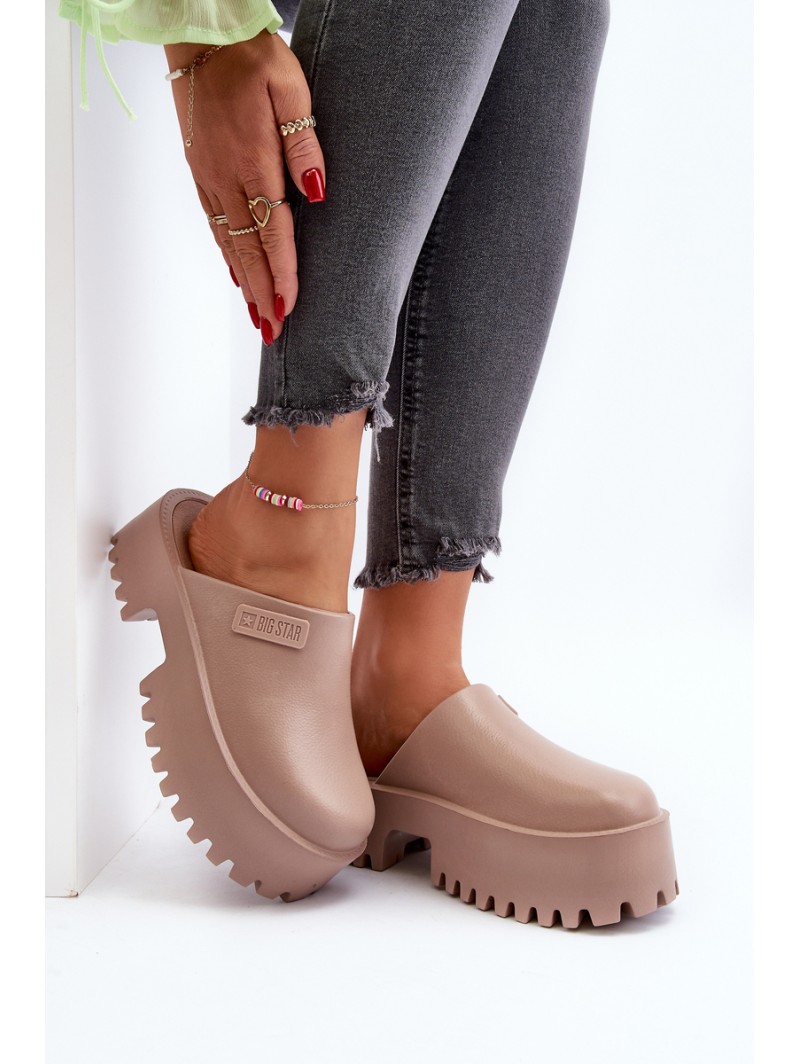 Women's Slides on Chunky Sole Big Star NN274015 White Women's Slides on Chunky Sole Big Star NN274015 White