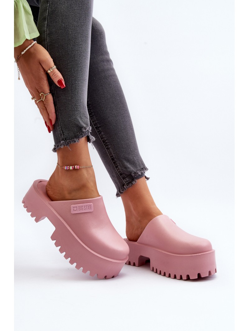 Women's Slides with Chunky Sole Big Star NN274020 Pink Women's Slides with Chunky Sole Big Star NN274020 Pink