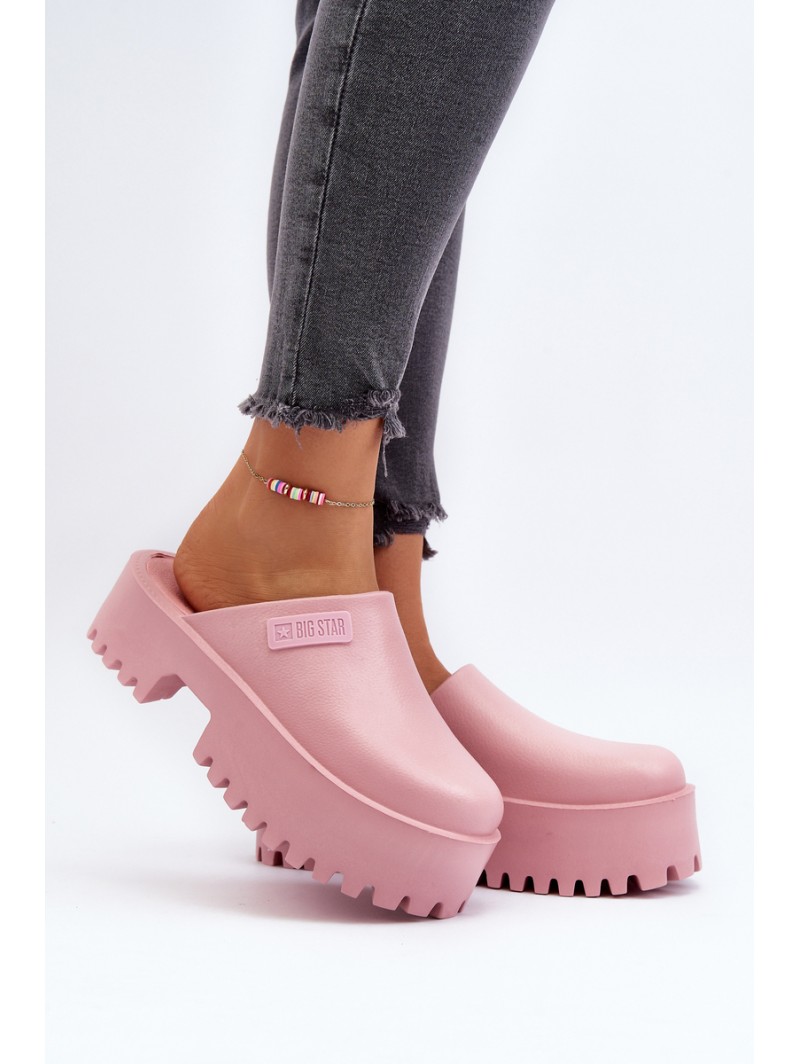 Women's Slides with Chunky Sole Big Star NN274020 Pink Women's Slides with Chunky Sole Big Star NN274020 Pink