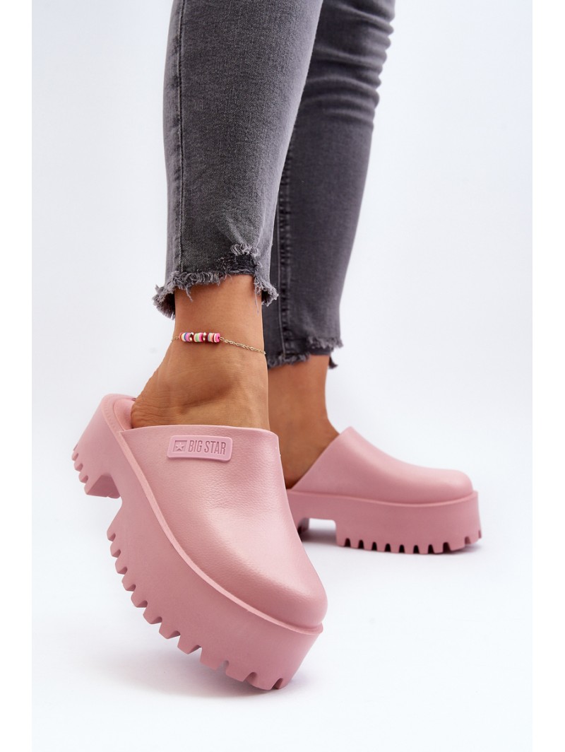 Women's Slides with Chunky Sole Big Star NN274020 Pink Women's Slides with Chunky Sole Big Star NN274020 Pink