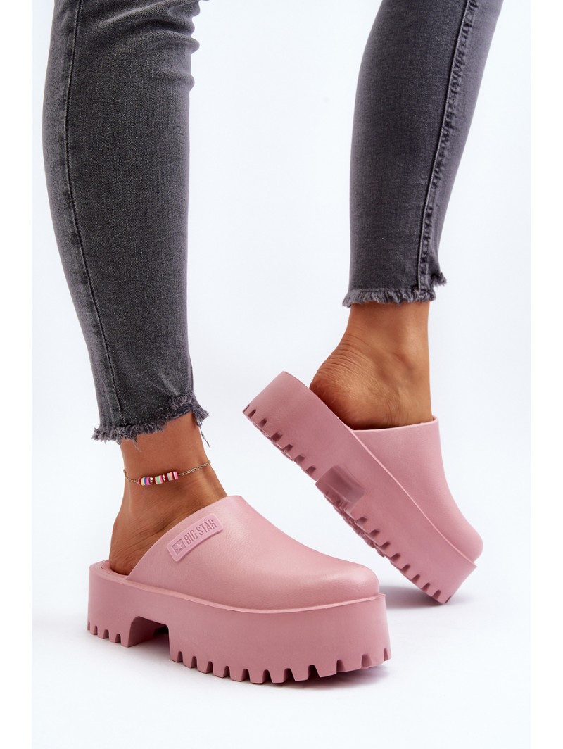 Women's Slides with Chunky Sole Big Star NN274020 Pink Women's Slides with Chunky Sole Big Star NN274020 Pink