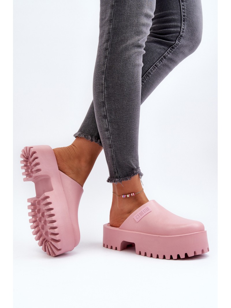 Women's Slides with Chunky Sole Big Star NN274020 Pink Women's Slides with Chunky Sole Big Star NN274020 Pink