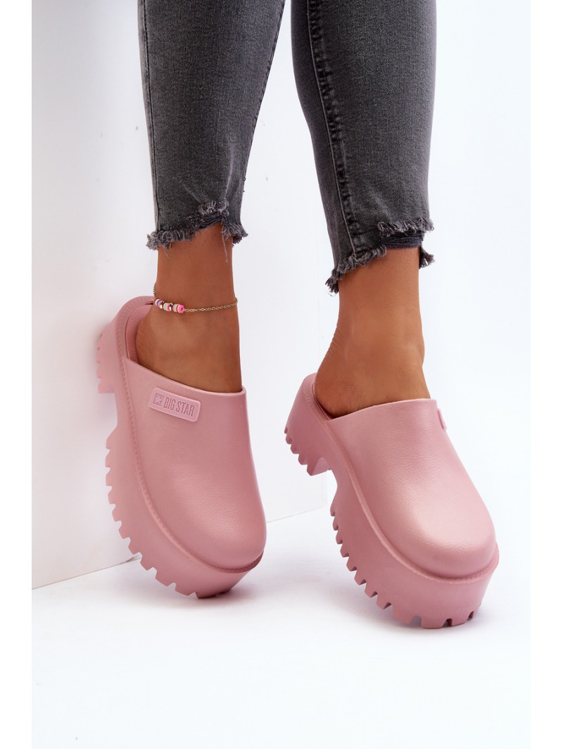 Women's Slides with Chunky Sole Big Star NN274020 Pink Women's Slides with Chunky Sole Big Star NN274020 Pink
