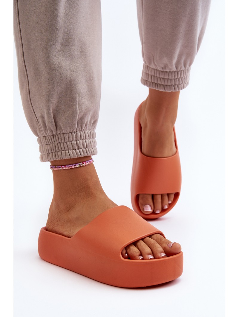 Women's Slides on Thick Sole Orange Oreithano Women's Slides on Thick Sole Orange Oreithano