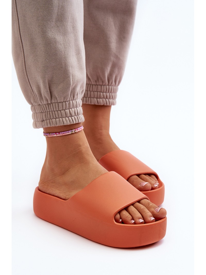 Women's Slides on Thick Sole Orange Oreithano Women's Slides on Thick Sole Orange Oreithano