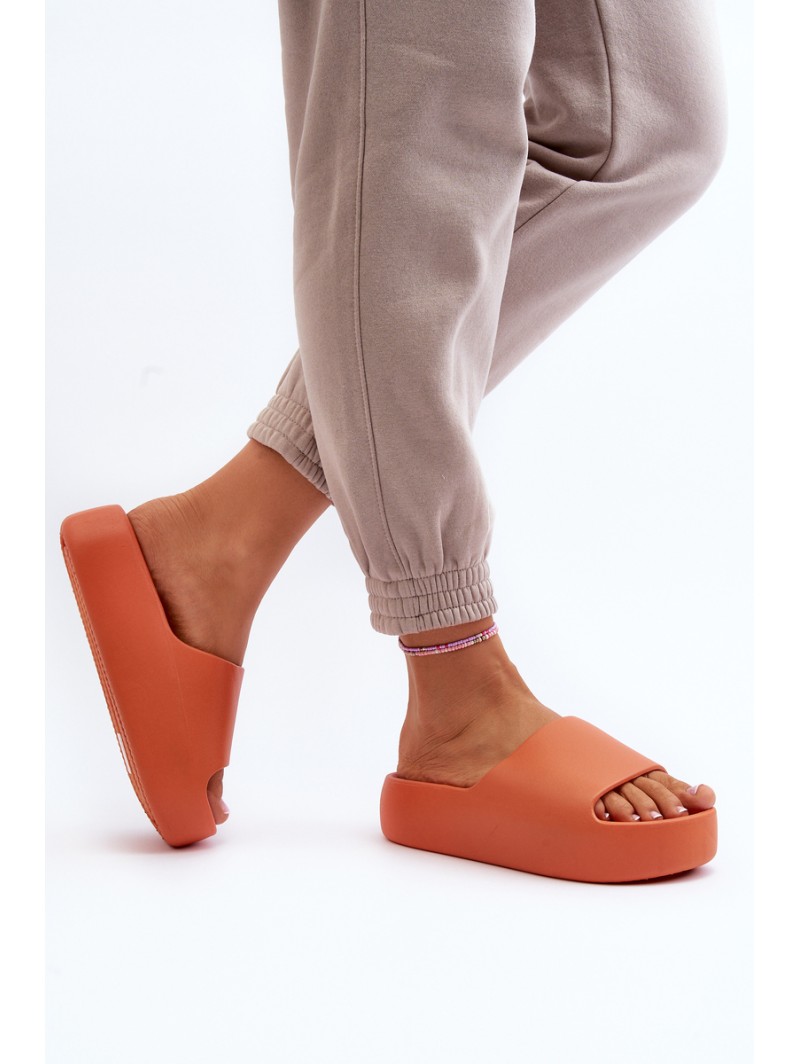 Women's Slides on Thick Sole Orange Oreithano Women's Slides on Thick Sole Orange Oreithano