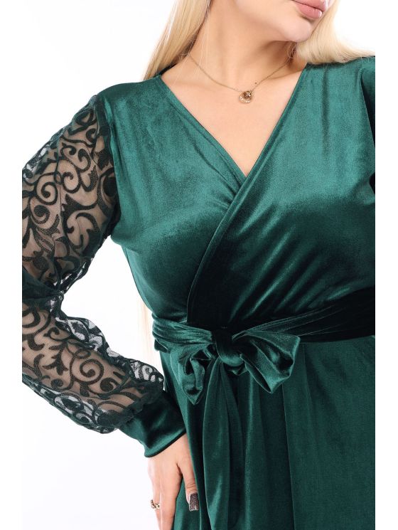 Žalia veliūrinė suknelė 2