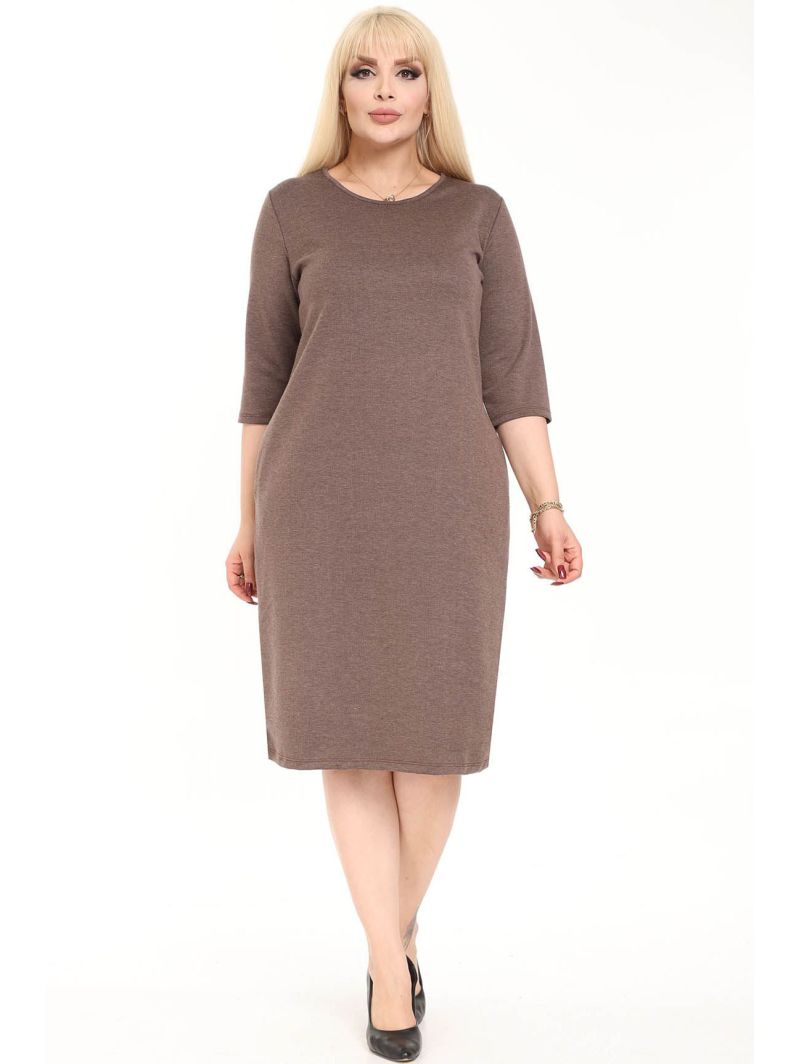 Коричневое платье с карманами