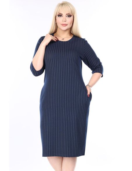 Svītraina kleita ar kabatām