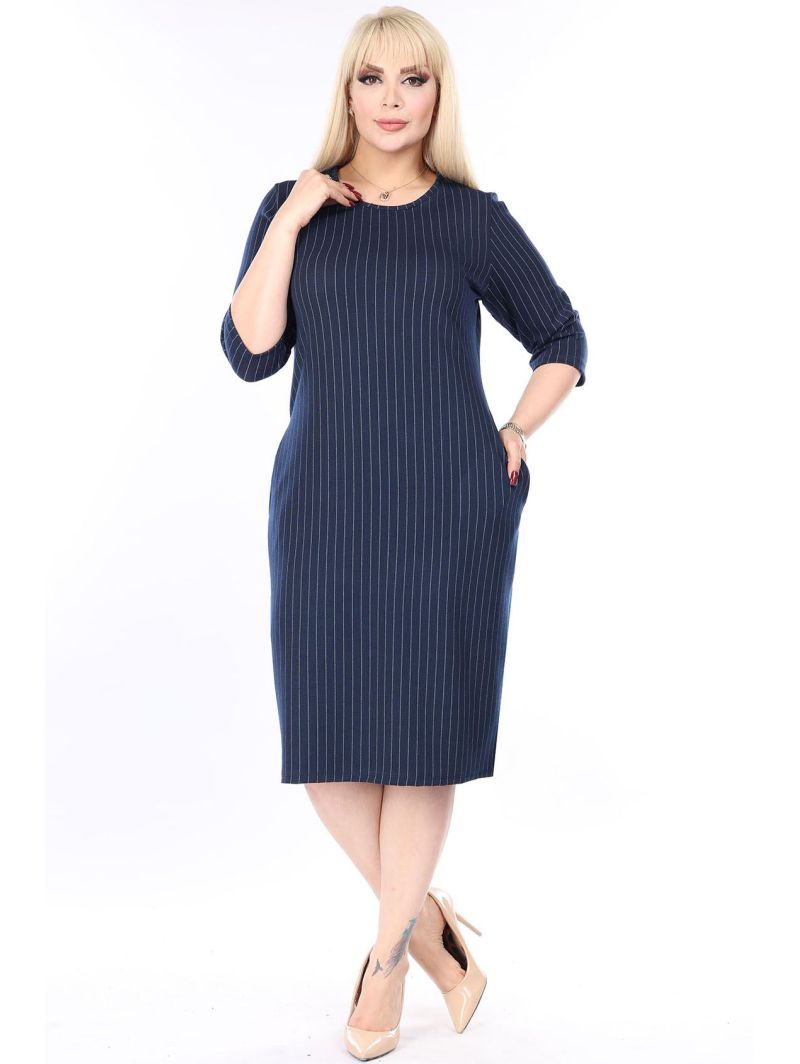 Svītraina kleita ar kabatām