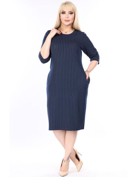 Svītraina kleita ar kabatām