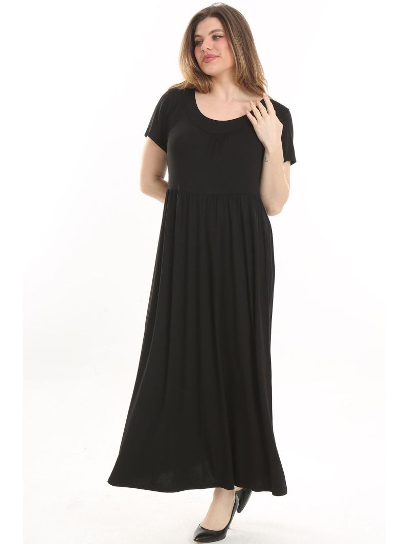 Ilga juoda suknelė apkūnioms Ilga juoda suknelė apkūnioms