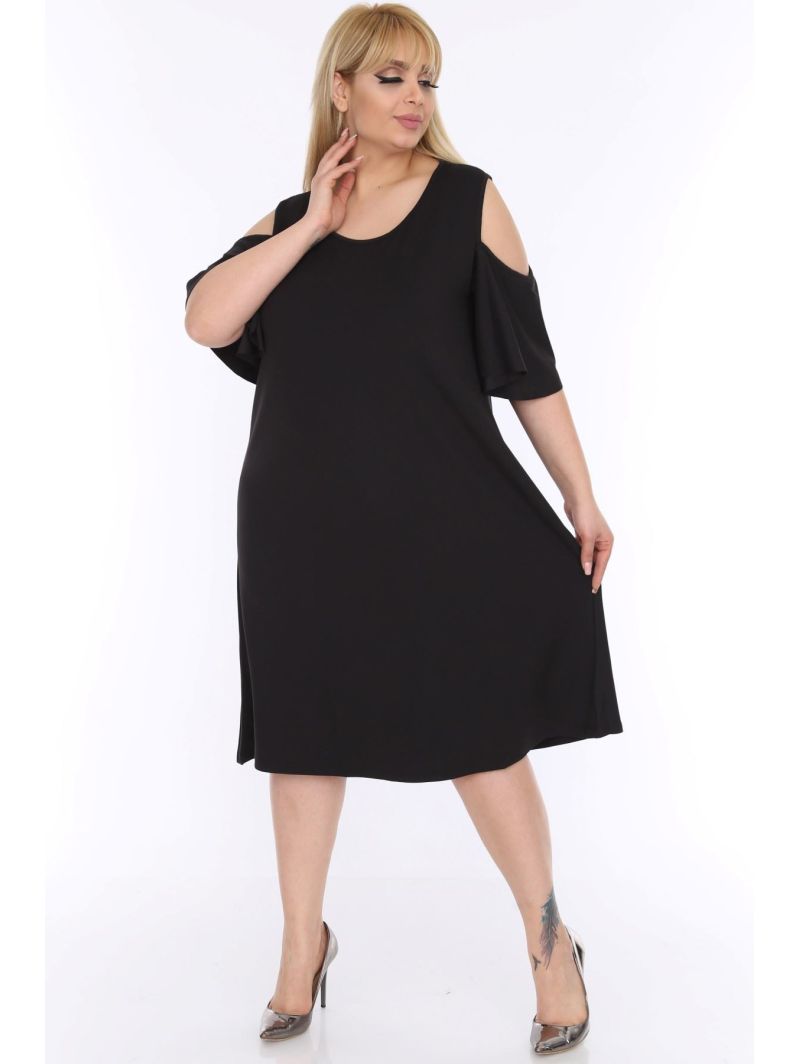 Melna kleita ar atkailinātiem pleciem