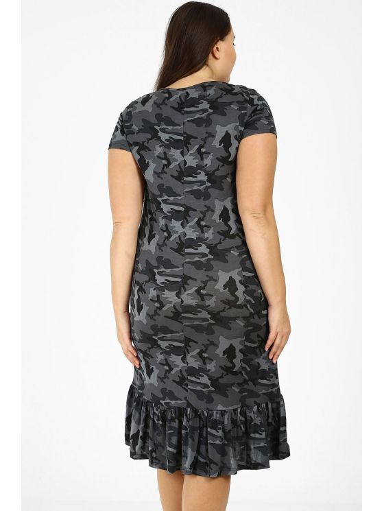 Pilka kamufliažinė suknelė su raukiniais 2