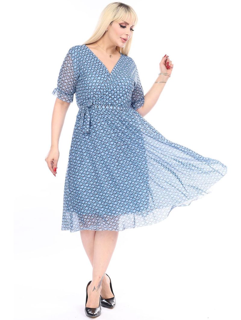 Sinine lühikeste varrukatega kleit Sinine lühikeste varrukatega kleit