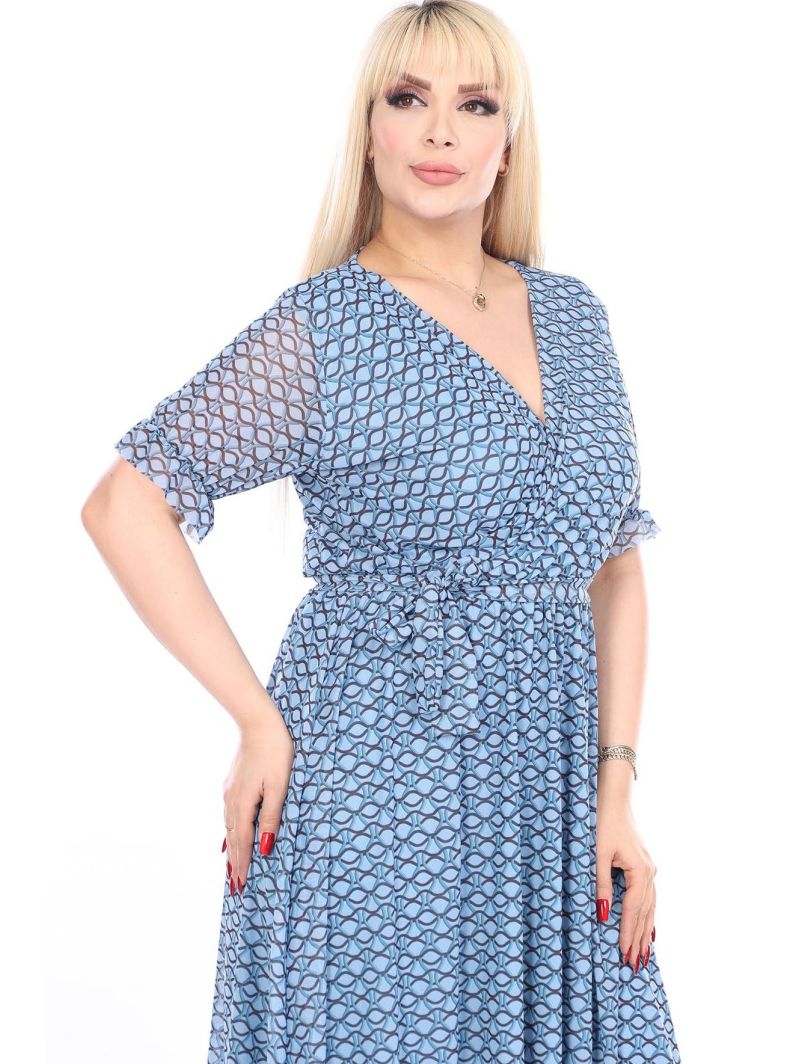 Sinine lühikeste varrukatega kleit Sinine lühikeste varrukatega kleit