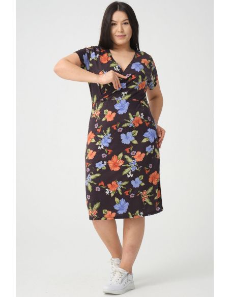 Платье с V-образным вырезом и узором