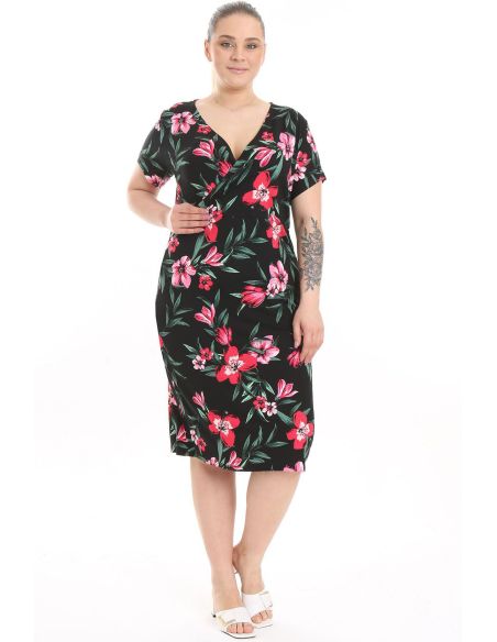 Цветочное платье с короткими рукавами