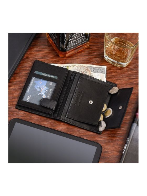 Черный кожаный мужской кошелек 2