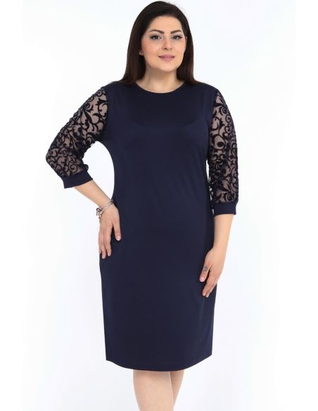 Tumši zila kleita ar 3/4 piedurknēm