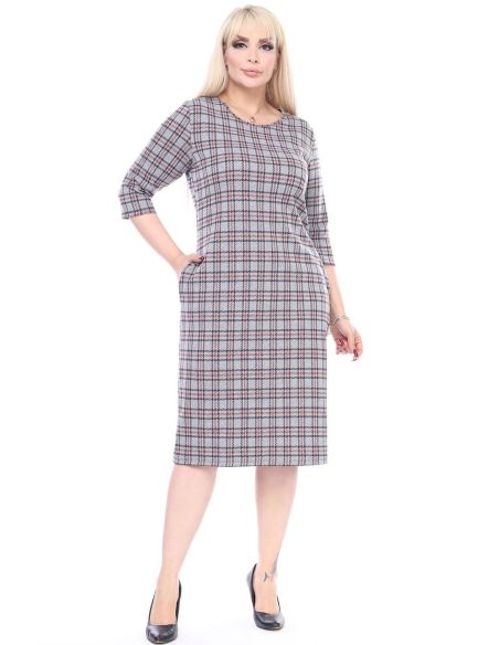Клетчатое платье с карманами