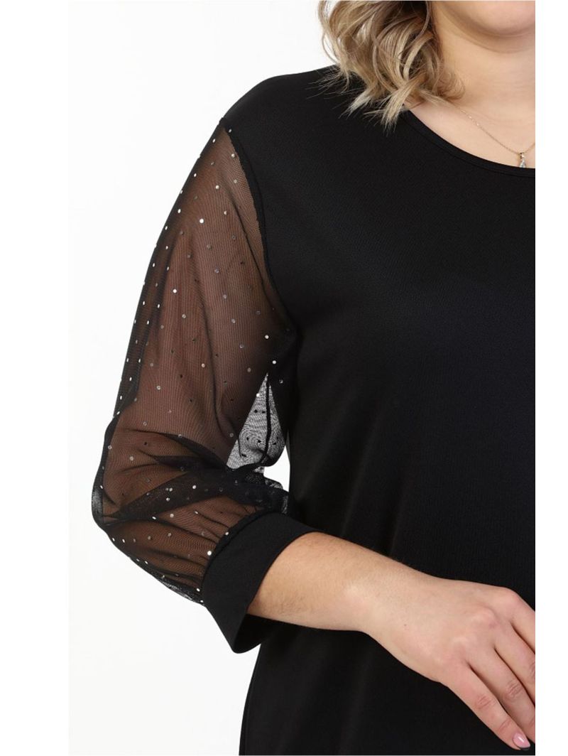 Juoda suknelė su 3/4 rankovėmis Juoda suknelė su 3/4 rankovėmis