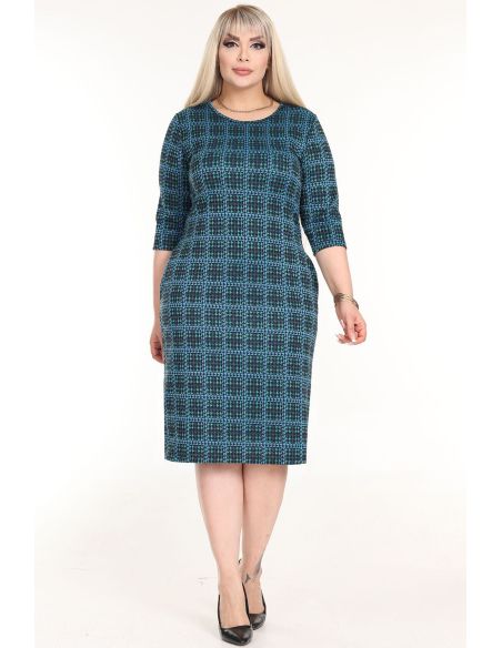 Klasikinė languota suknelė su kišenėmis