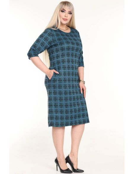 Klasikinė languota suknelė su kišenėmis