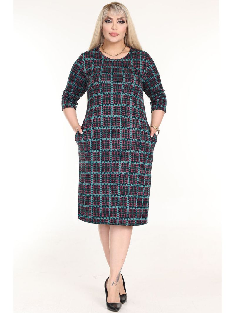 Klasikinė languota suknelė su kišenėmis Klasikinė languota suknelė su kišenėmis