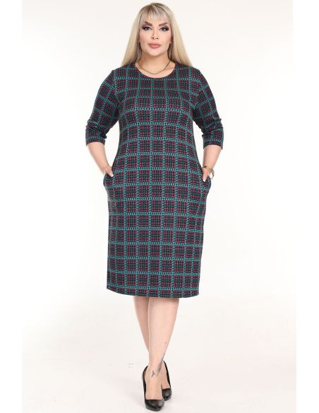 Klasikinė languota suknelė su kišenėmis