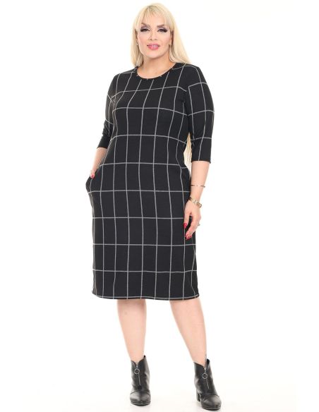 Klasikinė languota suknelė su kišenėmis