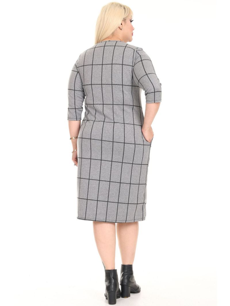 Klasikinė languota suknelė su kišenėmis Klasikinė languota suknelė su kišenėmis