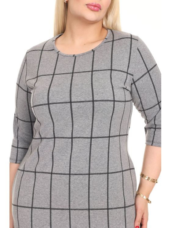 Классическое клетчатое платье с карманами 2