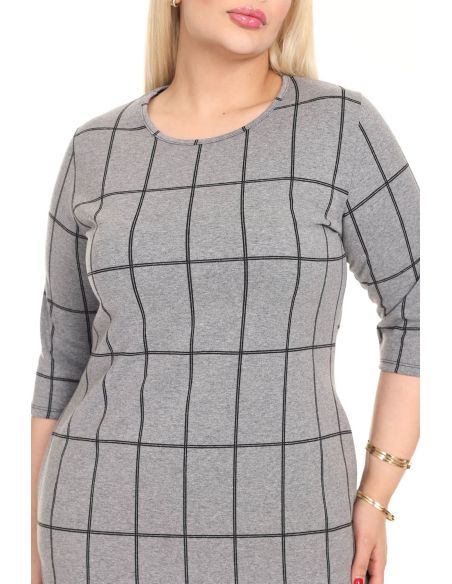 Klasikinė languota suknelė su kišenėmis