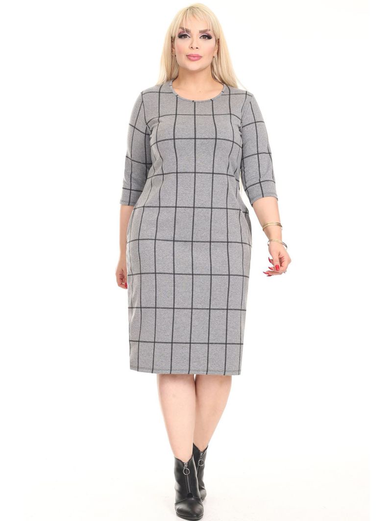 Klasikinė languota suknelė su kišenėmis Klasikinė languota suknelė su kišenėmis