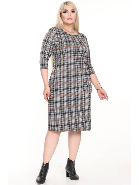 Klassikaline ruuduline kleit taskutega 2