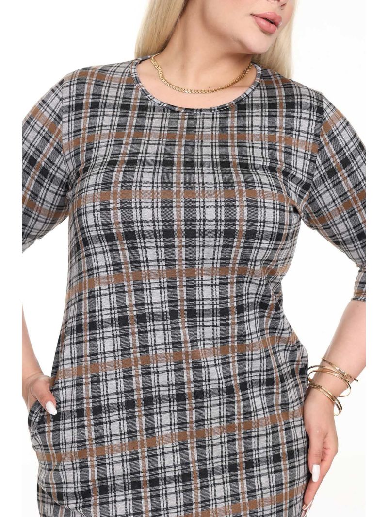 Klasikinė languota suknelė su kišenėmis Klasikinė languota suknelė su kišenėmis