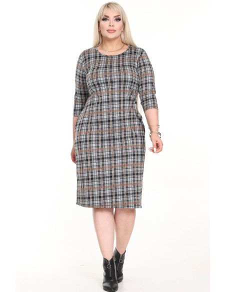 Klasikinė languota suknelė su kišenėmis