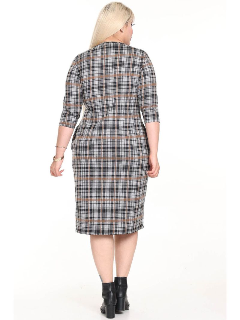 Klasikinė languota suknelė su kišenėmis Klasikinė languota suknelė su kišenėmis