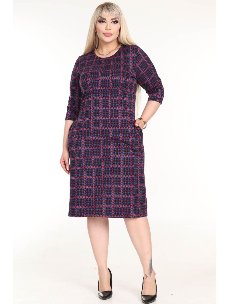 Klasikinė languota suknelė su kišenėmis Klasikinė languota suknelė su kišenėmis