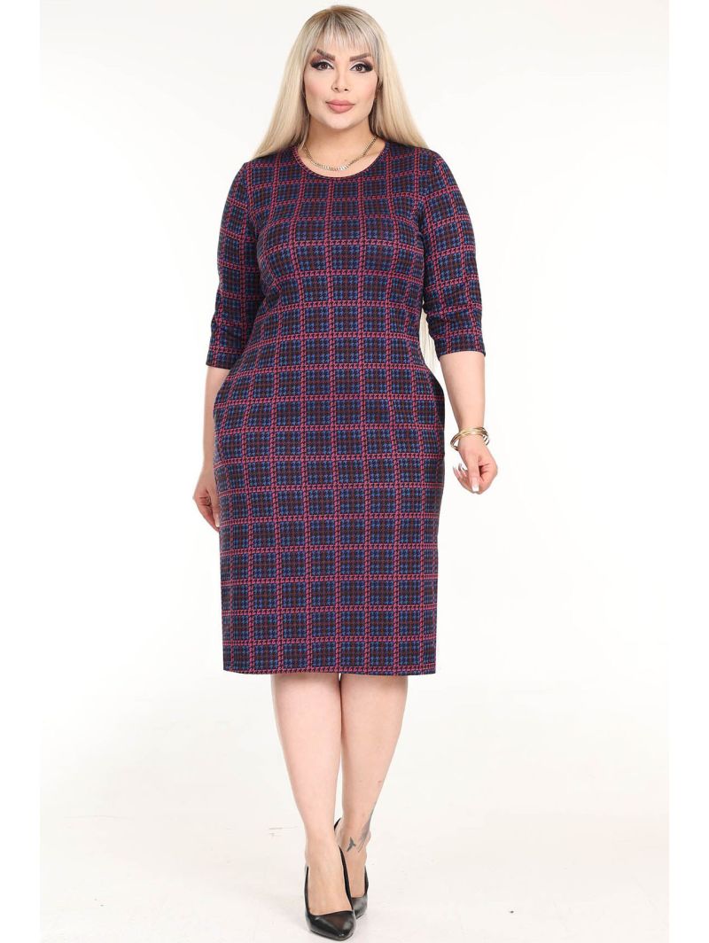 Klasikinė languota suknelė su kišenėmis Klasikinė languota suknelė su kišenėmis