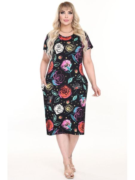 Lühikeste varrukatega mustriline kleit