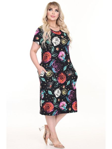 Платье с короткими рукавами и узором