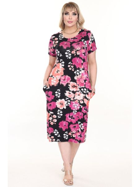 Летнее платье с цветочным принтом и короткими рукавами