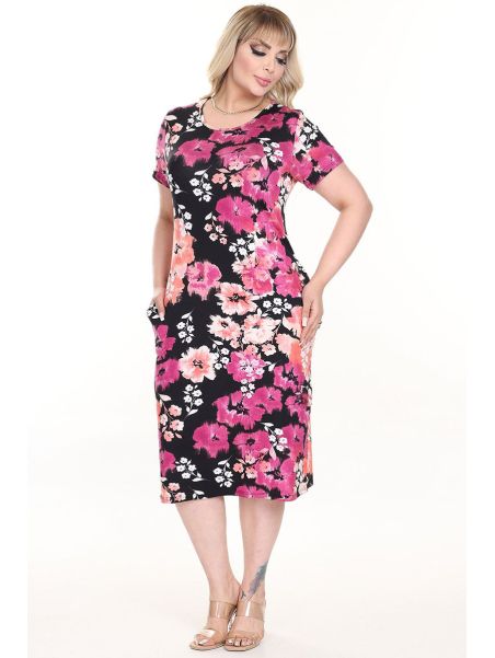 Летнее платье с цветочным принтом и короткими рукавами