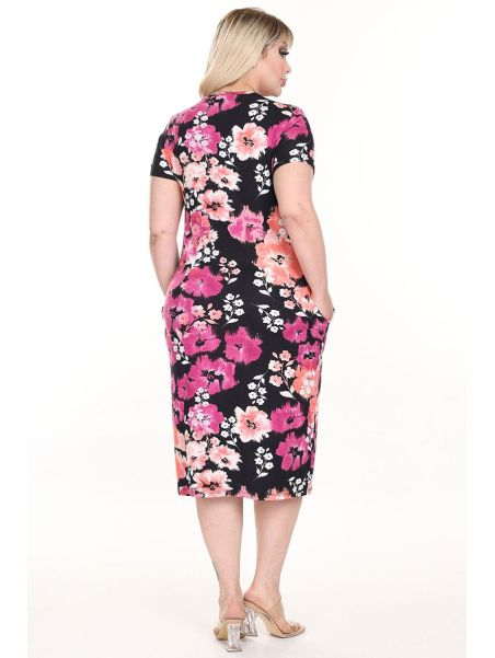 Gėlėta vasarinė suknelė trumpomis rankovėmis