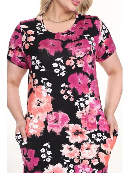 Gėlėta vasarinė suknelė trumpomis rankovėmis